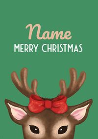 Tap to view Doe Red Bow Merry Christmas Card