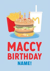 Tap to view Maccy Birthday Spoof Personalised Card