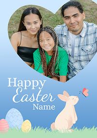 Personalised Photo Heart Bunny Easter Card