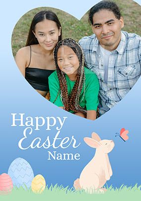 Personalised Photo Heart Bunny Easter Card