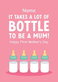 Personalised Pink Bottle Mothers Day Card