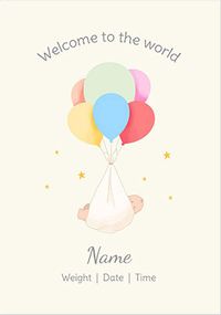 Tap to view Neutral Balloons Personalised New Baby Card