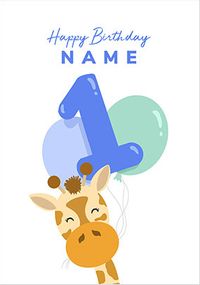1ST Birthday Giraffe Personalised Birthday Card