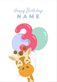 3RD Birthday Personalised Giraffe Card