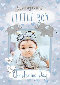 Tap to view Button Nose Little Boy Photo New Baby Card