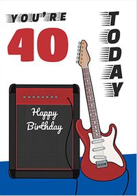 40 Today Guitar Personalised Card