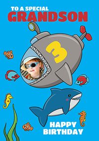 Tap to view Grandson 3rd Birthday Submarine Photo Card