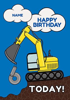 Digger 6 Today Birthday Card