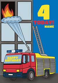Tap to view Fire Engine 4 Today Birthday Card