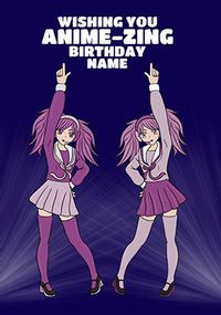 Wishing You Anime-zing Birthday Cute Personalised Card