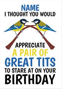 Tap to view A Pair of Great Tits Personalised Birthday Card