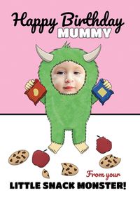 Snack Monster Mummy Birthday Photo Card