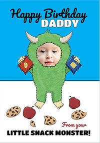 Daddy Snack Monster Photo Birthday Card