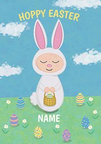 Bunny Outfit Personalised Easter Card