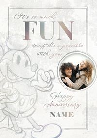 Tap to view Mickey Mouse Photo Upload Anniversary Card