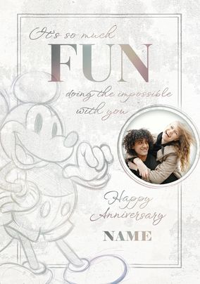 Mickey Mouse Photo Upload Anniversary Card