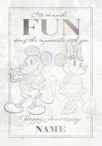 Tap to view Mickey & Minnie Non-Photo Upload Anniversary Card