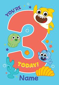 Baby Shark 3 Today Birthday Card