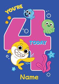 Baby Shark 4 Today Birthday Card