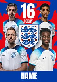 16 Today England Football Personalised Birthday Card