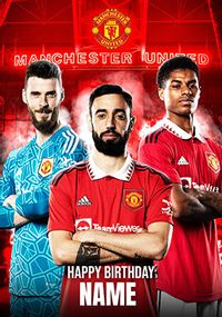 Man u Football Personalised Birthday Card