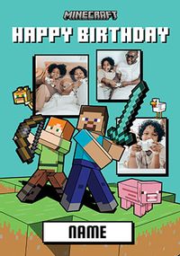 Minecraft Multi Photo Birthday Card