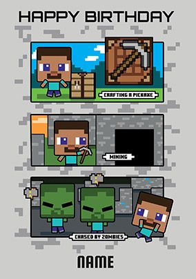 Minecraft Zombies Birthday Card