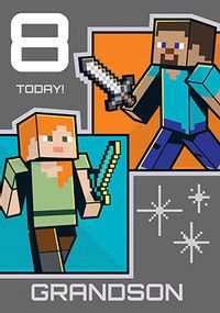 Tap to view Grandson Minecraft 8 Today Birthday Card
