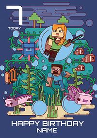 Tap to view Underwater 7 Today Minecraft Birthday Card