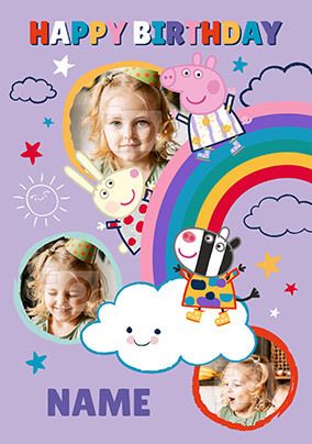 Peppa Pig Rainbow Photo Birthday Card