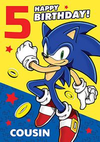 Personalised Sonic 5th Birthday Card