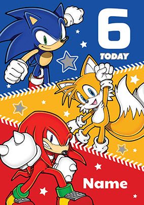 Personalised Sonic 6th Birthday Card