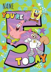5 Today SpongeBob Personalised Birthday Card