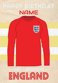 Tap to view England Retro Shirt Personalised Birthday Card