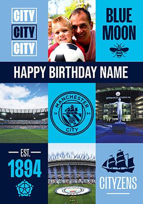 Man City Personalised Birthday Card