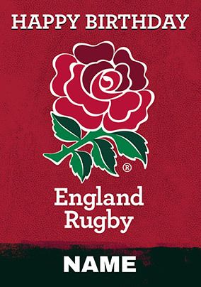 Red Rose England Rugby Birthday Card