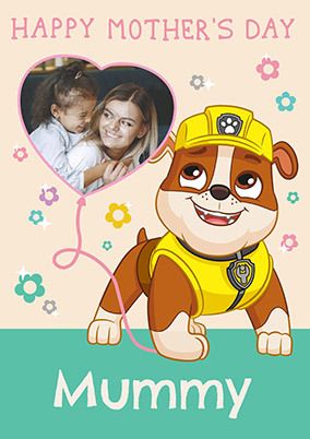 Paw Patrol Heart Photo Mothers Day Card