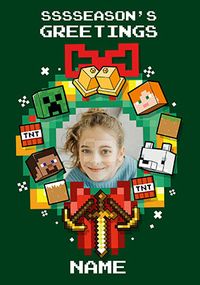 Minecraft Sssseasons Greetings Photo Christmas Card