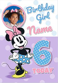 Tap to view Minnie Mouse 6 Today Birthday Photo Card