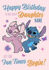 Tap to view Stitch And Angel Daughter Happy Birthday Card