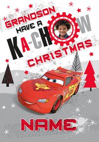 Tap to view Lightning McQueen Grandson Christmas Personalised Card