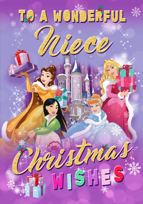 Disney Princesses - Niece Personalised Christmas Card - A5 - By Funky Pigeon