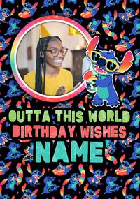 Outta This World Stitch Pattern Birthday Photo Card