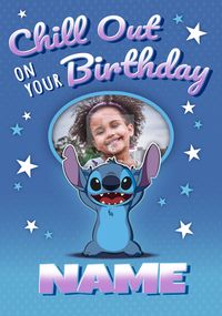 Stitch - Chill Out Photo Birthday Card