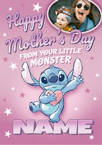 Stitch - Little Monster Mother's Day Photo Card
