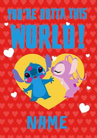 Outta This World Stitch Personalised Valentine's Day Card