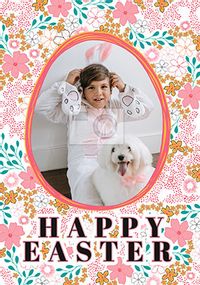 Happy Easter Floral Egg Photo Card