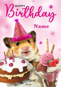 Tap to view Hamster in Party Hat Personalised Birthday Card