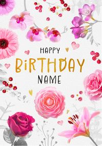 Happy Birthday Personalised Floral Card