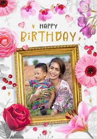 Tap to view Floral Photo Frame Birthday Card